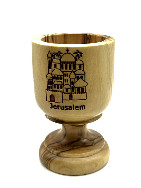 Olive Wood engraved communion cup